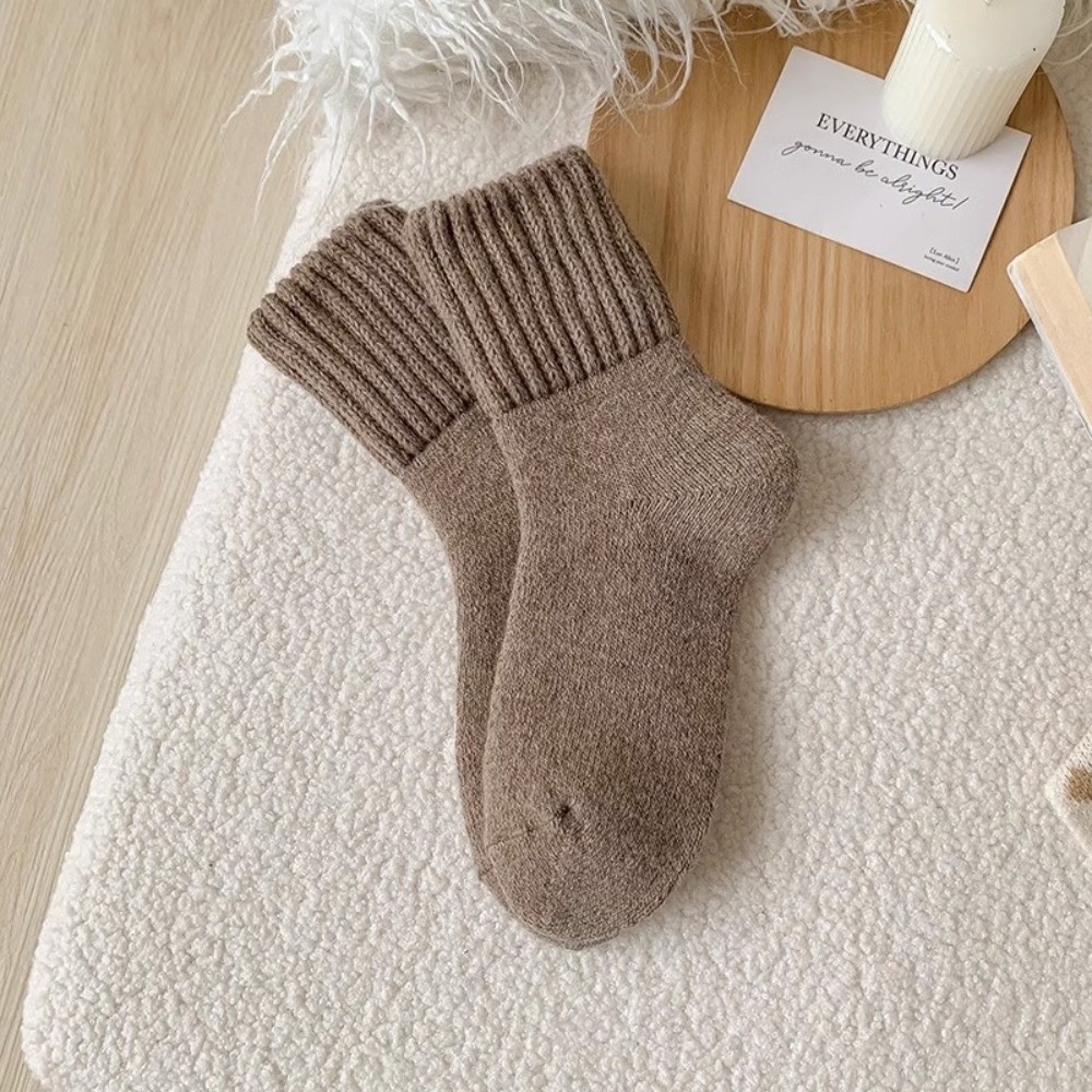 Thermal Sock Wool - Criativo cor sólida engrossado meias de