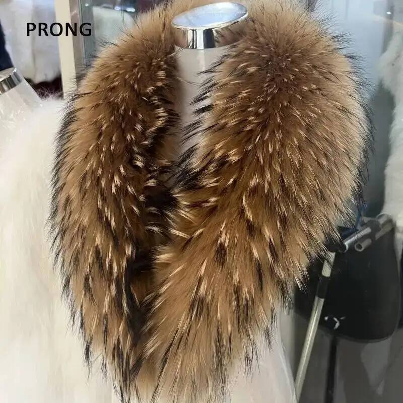 Gola de pele de guaxinim natur - Shawl Wrap Winter avaliação e preço