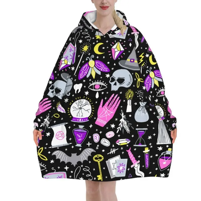 Magia bruxa goth cobertor de g - Sherpa Hoodie Fleece avaliação e preço