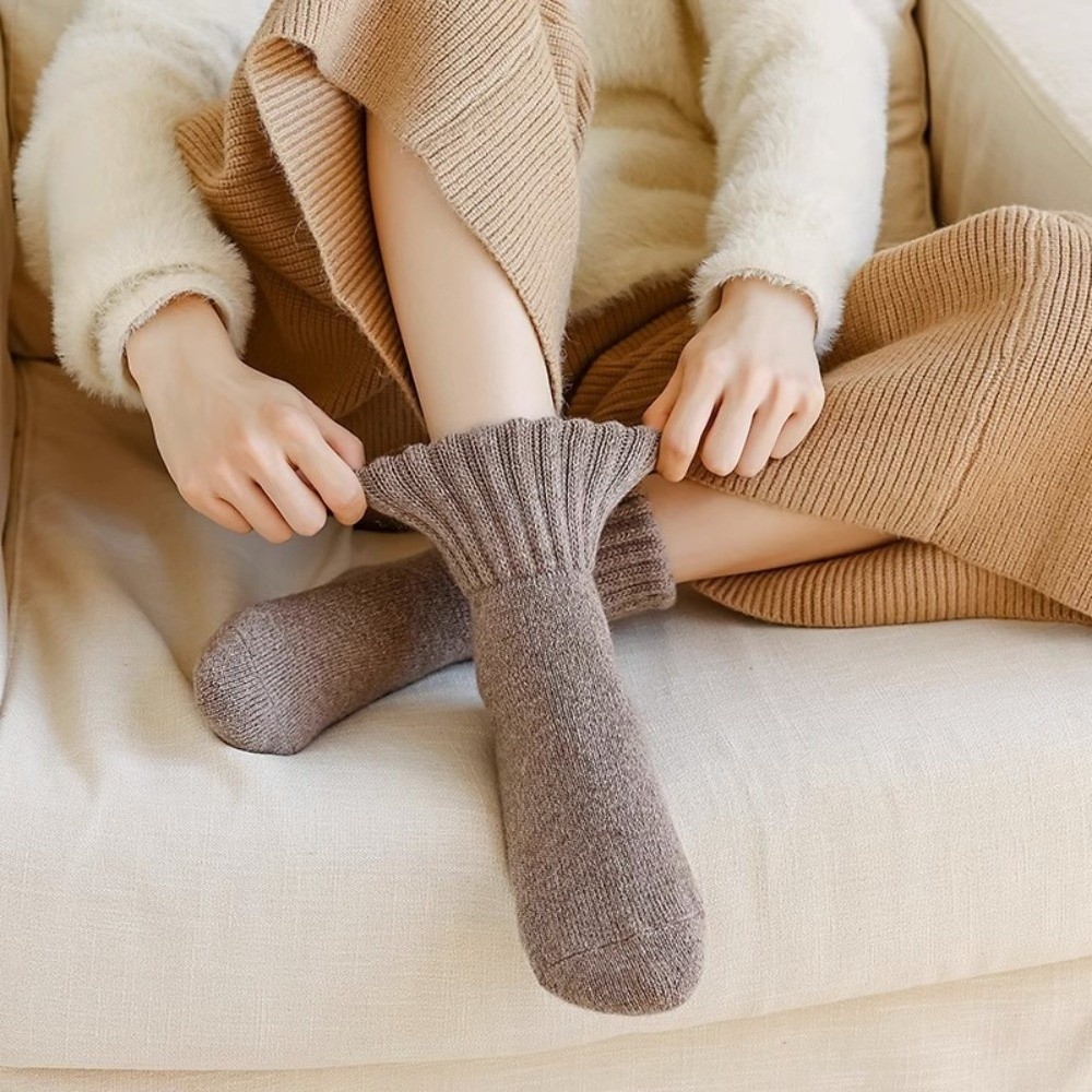 Criativo cor sólida engrossado - Thermal Sock Wool avaliação e preço