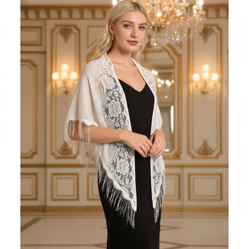 Xale de Noiva com Franjas e Bo - Shawl Wrap Winter avaliação e preço