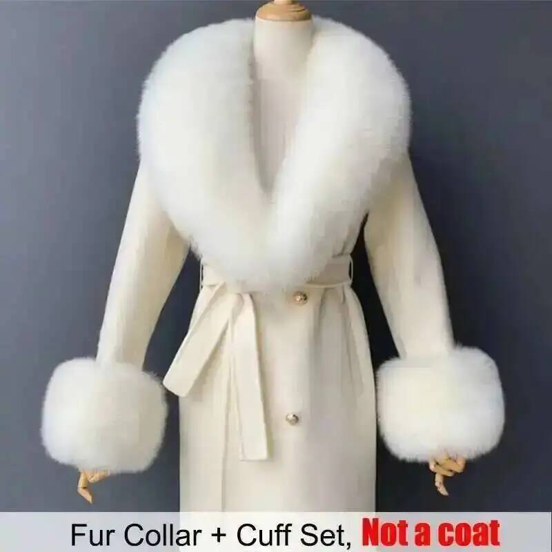 Gola de pele real e punhos con - Shawl Wrap Winter avaliação e preço
